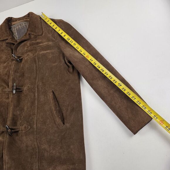 J.Crew Men’s Brown Label Suede‎ Leather Coat / Jacket Large Zipper Lining Toggle - Picture 8 of 13